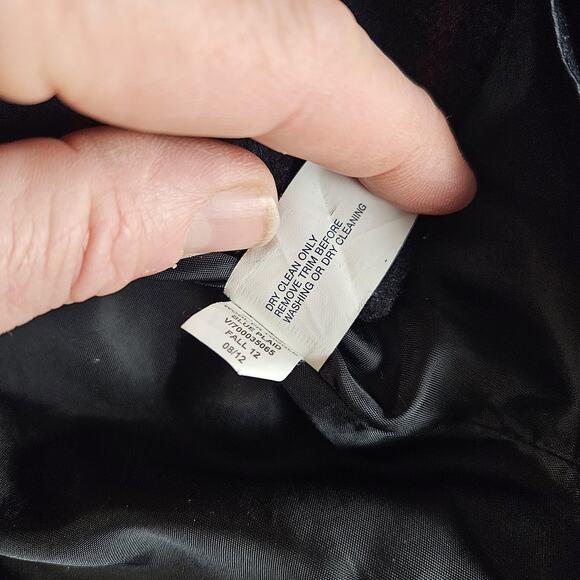 Gap Duffle Coat Womens Small Navy Windowpane Toggle Hooded Wool Blend Fall 2012 - Picture 12 of 13